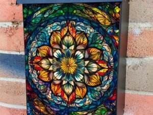 Stained Glass Mandala Design #1 Colonial Mailbox Cover