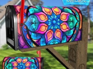 Stained Glass Mandala Design #2 Decorative Rural Farm Mailbox Cover