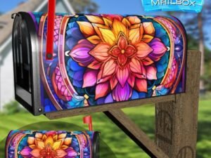 Stained Glass Mandala Design #3 Decorative Rural Farm Mailbox Cover