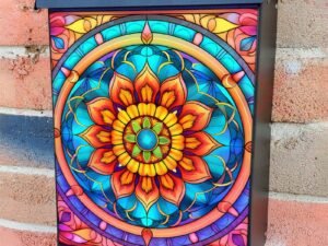 Stained Glass Mandala Design #4 Colonial Mailbox Cover