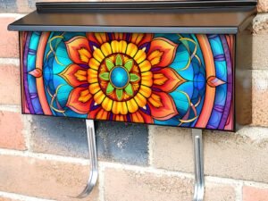 Stained Glass Mandala Design #4 Townhouse Mailbox Cover