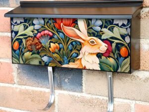 Folklore Rabbit with Flowers Townhouse Mailbox Cover