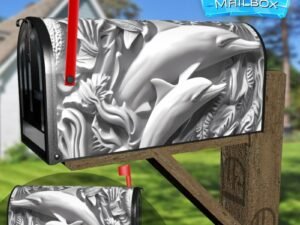 Cute Dolphins 3D Effect Decorative Rural Farm Mailbox Cover