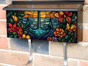 Stained Glass Anchor Design Townhouse Mailbox Cover