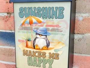 Cute Penguin on the Beach Colonial Mailbox Cover