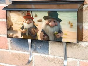 Cute Beach Gnomes Townhouse Mailbox Cover