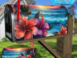 Tropical Paradise Sunset #2 Decorative Rural Farm Mailbox Cover