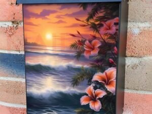 Tropical Paradise Sunset #3 Colonial Mailbox Cover