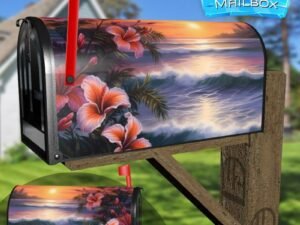 Tropical Paradise Sunset #3 Decorative Rural Farm Mailbox Cover