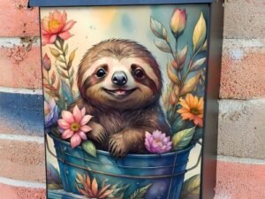Cute Sloth in a Bucket Colonial Mailbox Cover