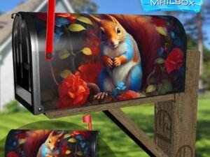 Pretty Squirrel in a Rose Bush Decorative Rural Farm Mailbox Cover