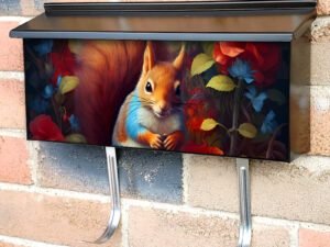 Pretty Squirrel in a Rose Bush Townhouse Mailbox Cover