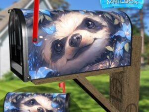 Cute Sloth and Blue Flowers Decorative Rural Farm Mailbox Cover