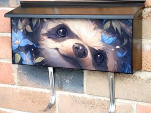 Cute Sloth and Blue Flowers Townhouse Mailbox Cover