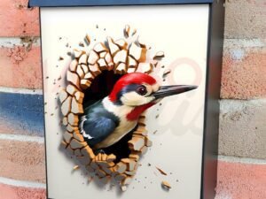 Woodpecker through the Wall Colonial Mailbox Cover