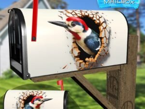 Woodpecker through the Wall Decorative Rural Farm Mailbox Cover
