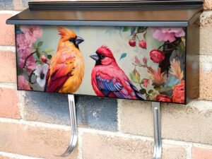 Pretty Finches and Flowers Townhouse Mailbox Cover