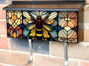 Stained Glass Bumblebee Design Townhouse Mailbox Cover