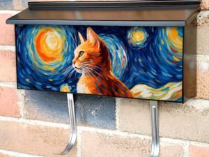 Starry Night with a Cat Townhouse Mailbox Cover