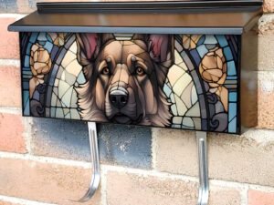 Stained Glass German Shepherd Design Townhouse Mailbox Cover