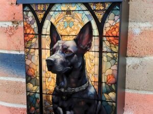 Stained Glass Dobermann Design Colonial Mailbox Cover