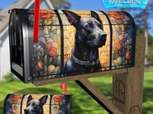 Stained Glass Dobermann Design Decorative Rural Farm Mailbox Cover
