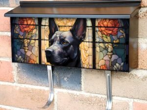 Stained Glass Dobermann Design Townhouse Mailbox Cover