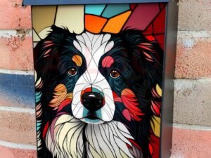 Stained Glass Bernie Design Colonial Mailbox Cover