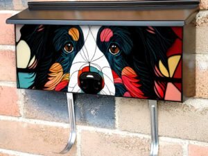 Stained Glass Bernie Design Townhouse Mailbox Cover