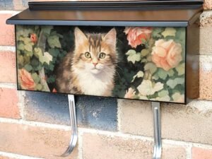 Vintage Cat and Roses Townhouse Mailbox Cover