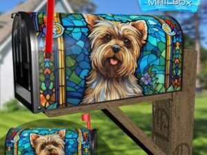Stained Glass Yorkie  Design Decorative Rural Farm Mailbox Cover