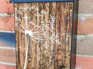Dandelions on Wood Design Colonial Mailbox Cover