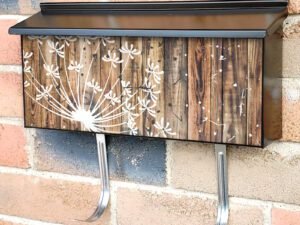 Dandelions on Wood Design Townhouse Mailbox Cover