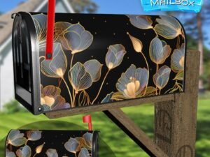 Blue and Gold Night Flowers Decorative Rural Farm Mailbox Cover