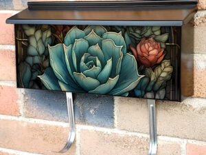 Stained Glass Succulents Design Townhouse Mailbox Cover