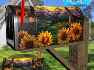 Stained Glass Summer Hills Design Decorative Rural Farm Mailbox Cover