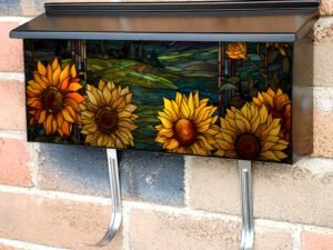Stained Glass Summer Hills Design Townhouse Mailbox Cover