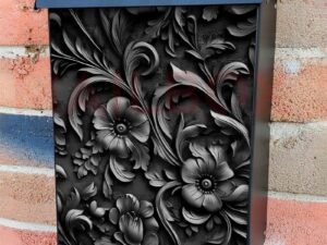 Black Metal Flowers Colonial Mailbox Cover