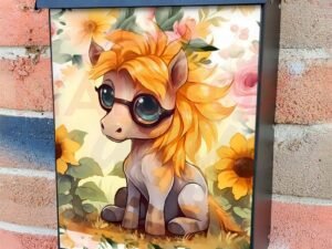 Cute Horse and Sunflowers Colonial Mailbox Cover