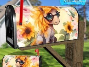 Cute Horse and Sunflowers Decorative Rural Farm Mailbox Cover