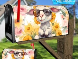 Cute Goat and Sunflowers Decorative Rural Farm Mailbox Cover