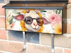 Cute Goat and Sunflowers Townhouse Mailbox Cover