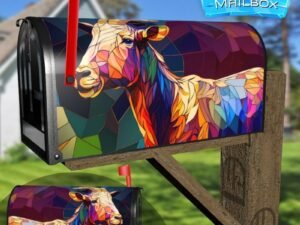 Stained Glass Goat Design Decorative Rural Farm Mailbox Cover