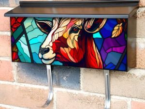 Stained Glass Goat Design #2 Townhouse Mailbox Cover