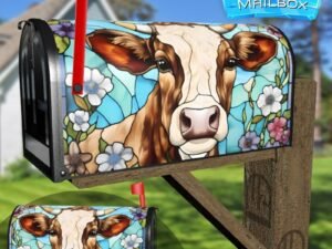 Beautiful Cow and Flowers #1 Decorative Rural Farm Mailbox Cover