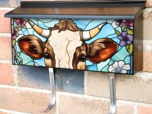 Beautiful Cow and Flowers #1 Townhouse Mailbox Cover
