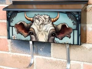 Beautiful Cow and Flowers #2 Townhouse Mailbox Cover
