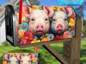 Little Piglets and Flowers Decorative Rural Farm Mailbox Cover