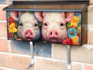 Little Piglets and Flowers Townhouse Mailbox Cover
