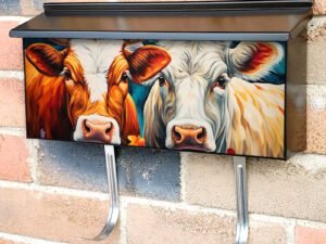 Pretty Cows and Flowers Townhouse Mailbox Cover